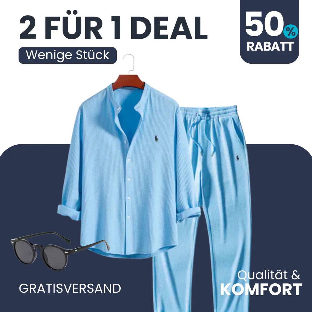 [2 POR 1 + GAFAS DE SOL GRATIS] Conjunto Premium Sunset – Camisa &amp; Pantalones + Gafas de Sol