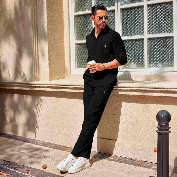 [2 POR 1 + GAFAS DE SOL GRATIS] Conjunto Premium Sunset – Camisa &amp; Pantalones + Gafas de Sol